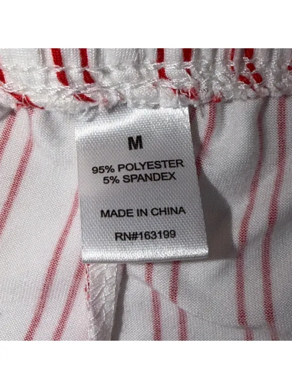 Women’s Red & White Striped Ruffle Hem Lounge Shorts Size Medium - Image 5