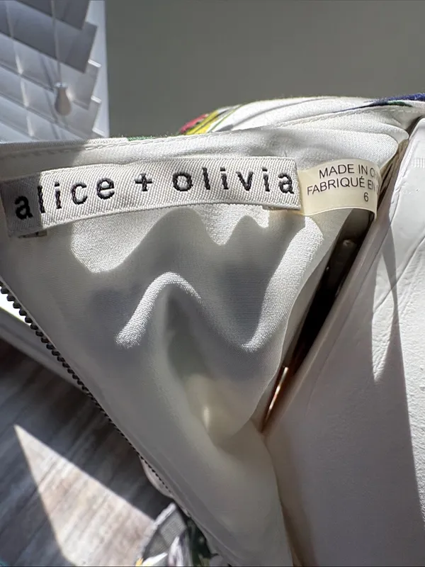 Alice + Olivia White Floral Kirby Mini Dress Size 6 - Image 9