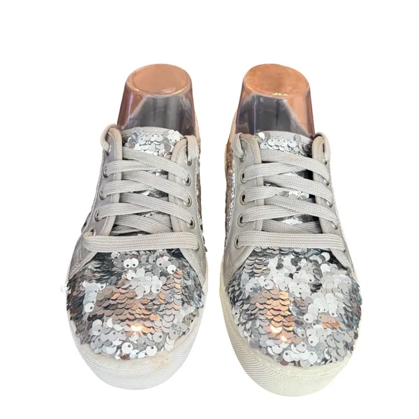 Dirty Laundry Silver Sequin Sneakers Women's 7.5‎ Sparkle Lace-Up - Image 3