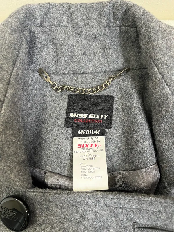 Miss Sixty Collection Vintage Y2K Women's Wool Blend Peacoat Size Medium - Image 3