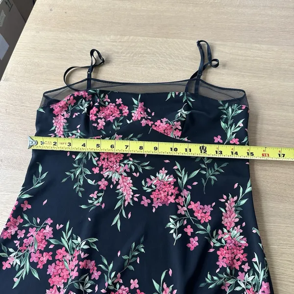 Vintage Y2K USA Made BCBG Floral Slip Dress Mesh Detail Sz M Fairy Boho Pink - Image 14