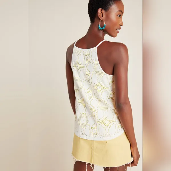 Anthropologie Cosette Top Size S Yellow White - Image 2