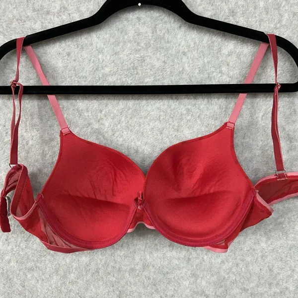TALLA Women’s Size 36C Red Heart Padded Underwire Bra With Bow And Faux Pearl - Image 7