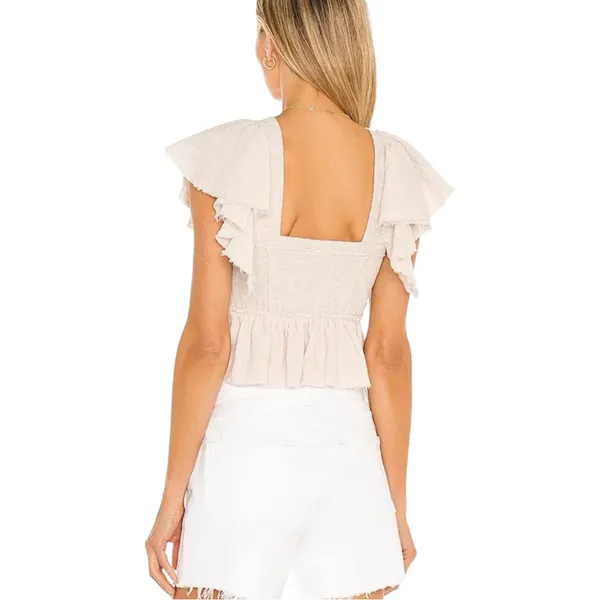 Free People Dreaming Peplum Top In Oatmeal - Image 5