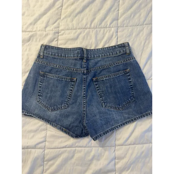Forever 21 Women's Denim Shorts High-rise side slit micro Y2k 90s Grunge Indie - Image 7