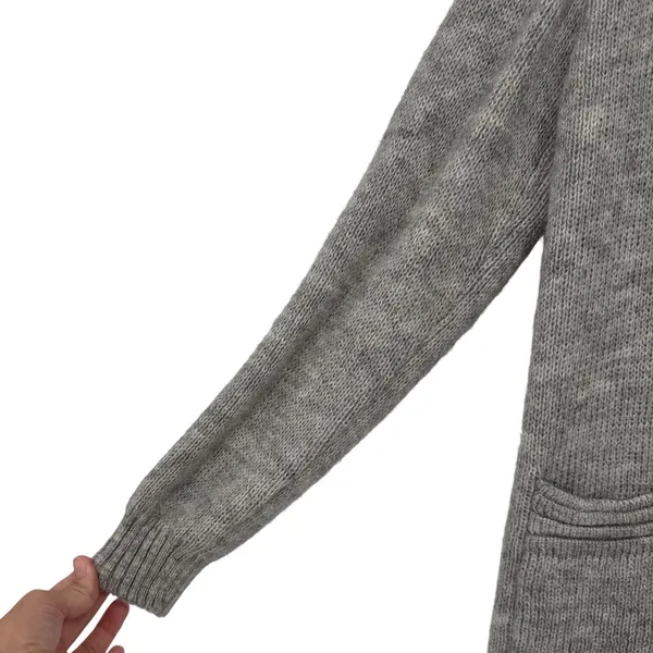 Inka Sur Alpaca‎ Wool Gray Open Front Cardigan Sweater Shawl Collar Made in Peru - Image 3