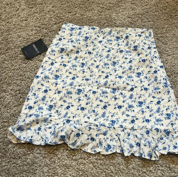 Blue Floral Flounce Skirt - Image 2