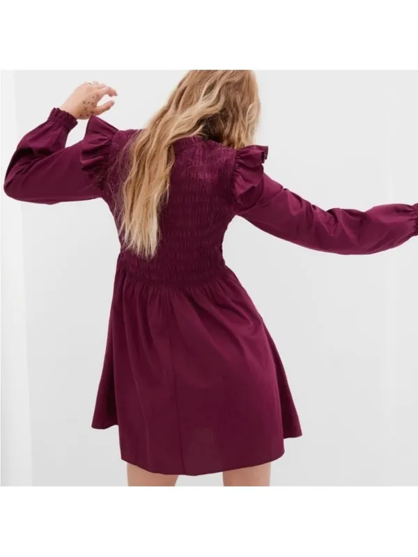 NEW GAP Smocked Ruffle Sleeve Mini Dress in Huckleberry - Size XL - Image 2
