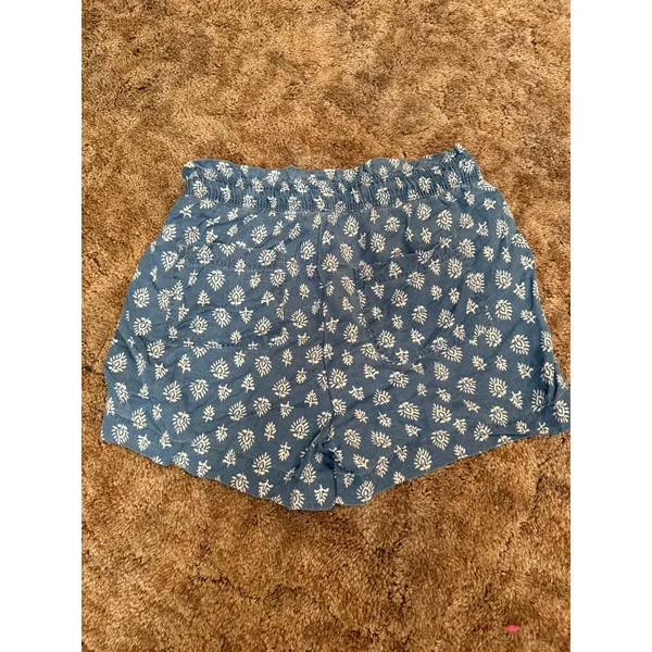 Joie Lyocell Boho Floral Print Pull-On Drawstring Shorts Blue White Paperbag - Image 2
