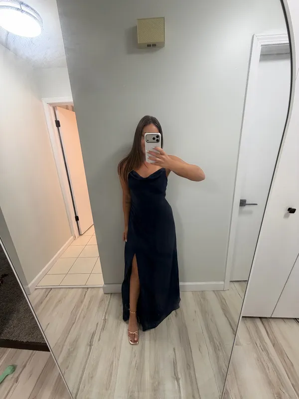 JJHOUSE navy blue chiffon dress - Image 3