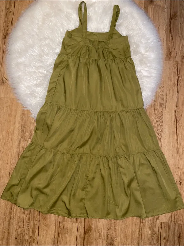 Olive Oil XS Tiered Sundress pockets - Image 5
