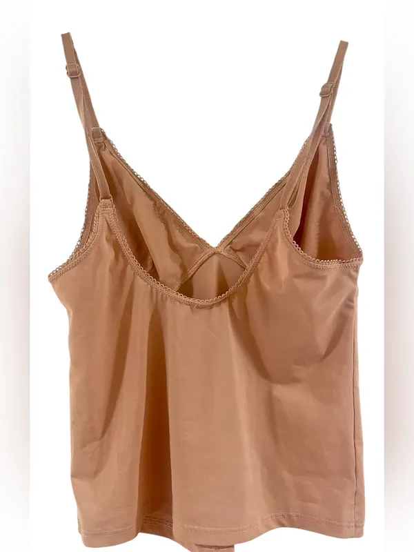 Out From Under Urban Outfitters Cami Top Pink Nude V-Neck Picot Trim Y2K Small - Image 3