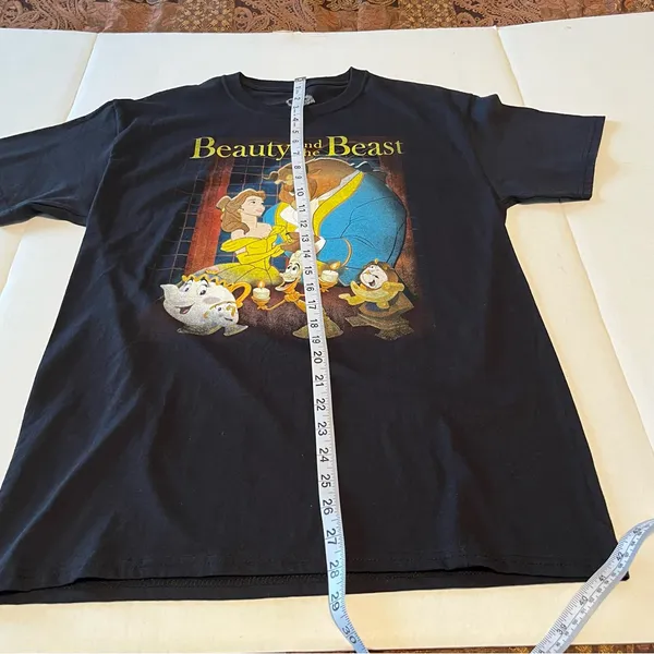 Disney‎ Beauty and the Beast Unisex Size Medium Black Short Sleeve Shirt *FLAW* - Image 7