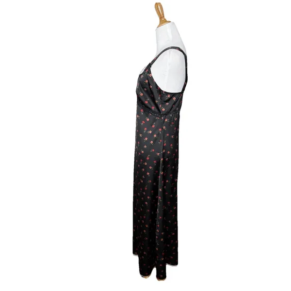 Altar'd State Black Sexy Red Floral Slip Dress Lace V neck Maxi Size Medium - Image 4