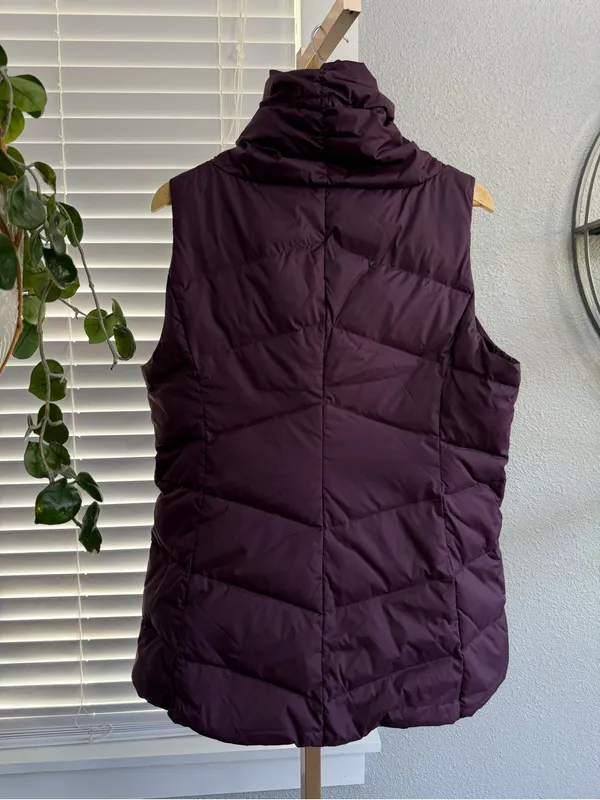Eileen Fisher Down Puffer Vest High Collar in Plum Size Medium - Image 3