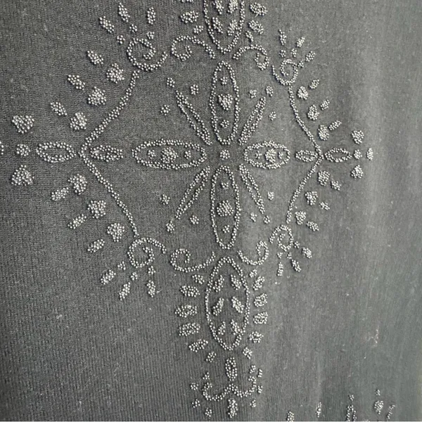 Unique Vintage VTG Ypsilon Donna Black Mesh Sheer Sleeve Top Gothic Ornate Y2K Romantic Goth L - Image 4
