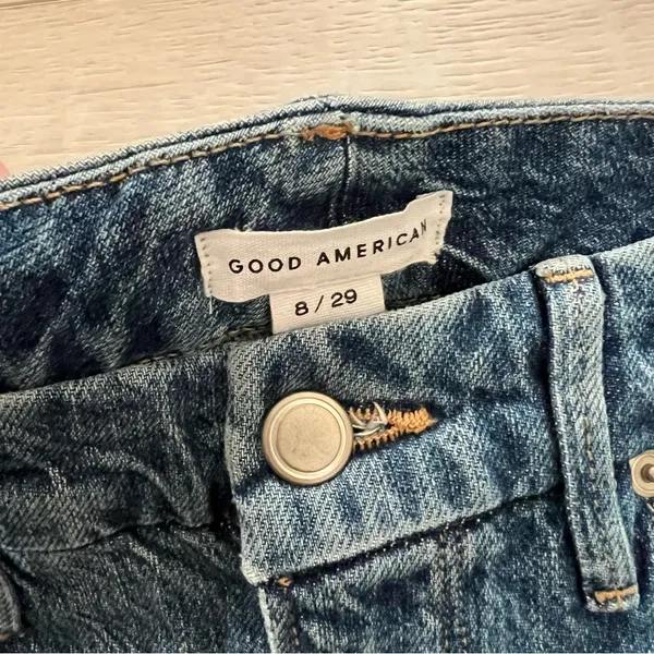 Good American Good Classic Raw Hem High Waist Slim Jean Size 8/29 | Blue940 - Image 3