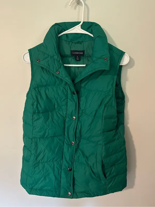 Land’s End down fill puffer vest emerald green - Image 2