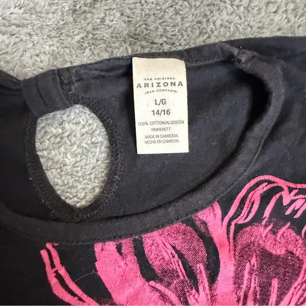 Y2K Scene Black and Pink Peace Sign Top Fits XS - Image 4