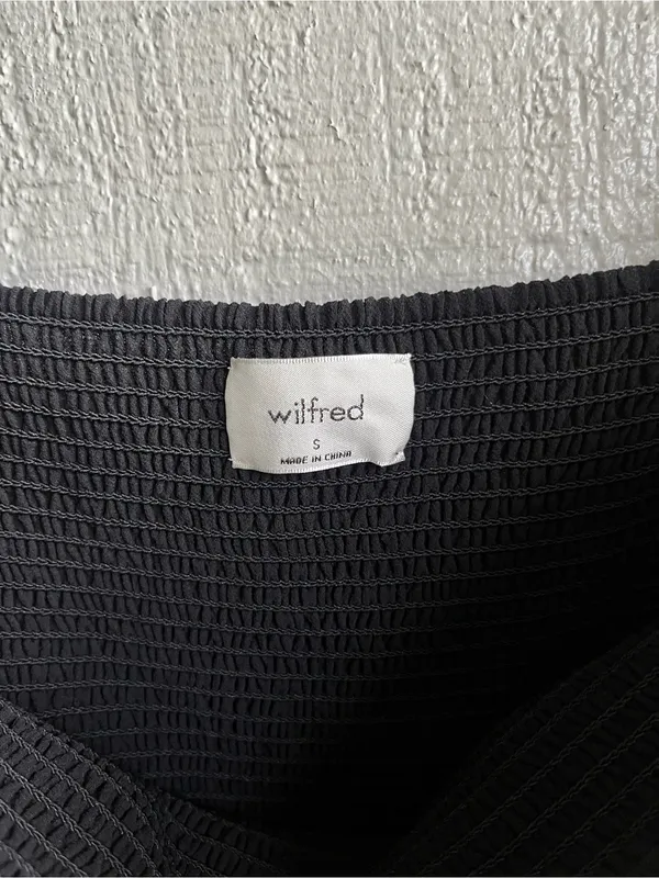 Aritzia Wilfred Tempest Mini Dress Smocked Chiffon in‎ Black Size S - Image 3