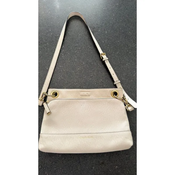 Calvin Klein Sonoma Ivory Faux Leather Crossbody Bag Gold Hardware - Image 2