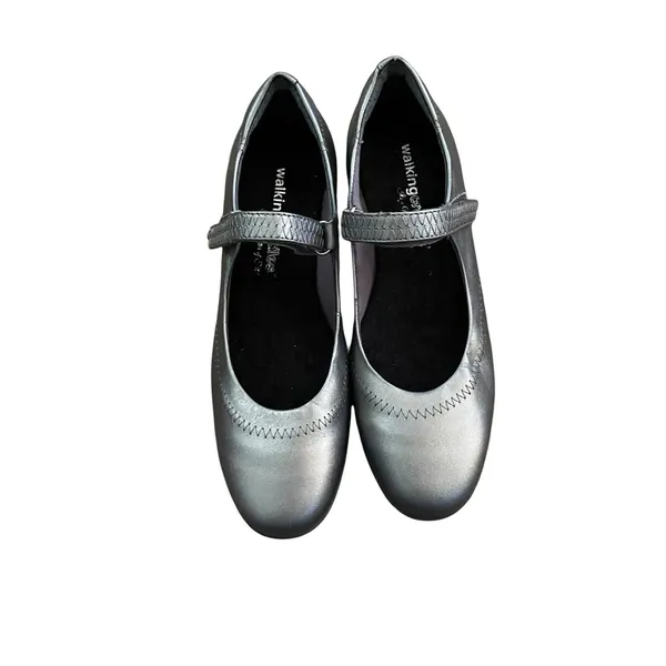 Walking Cradles Mary Jane Flats Comfort Strap Low Heel Metallic Gray 7N - Image 3
