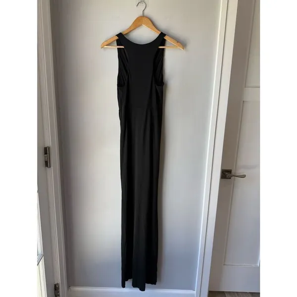 NWT Mustard Seed Maxi Plunging Neckline Black Twist Knot High Slit Dress - Image 5