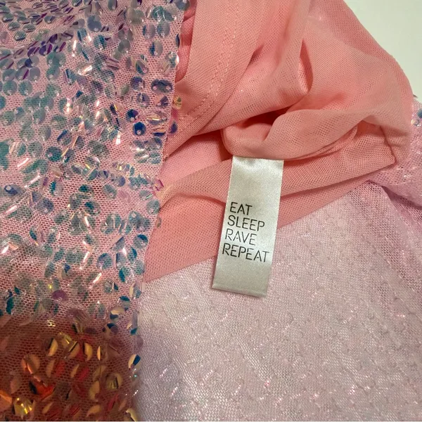 Dolls Kill Club Exx Celestial Gaze sequinned Festival mini dress, pink, M, NWT - Image 10
