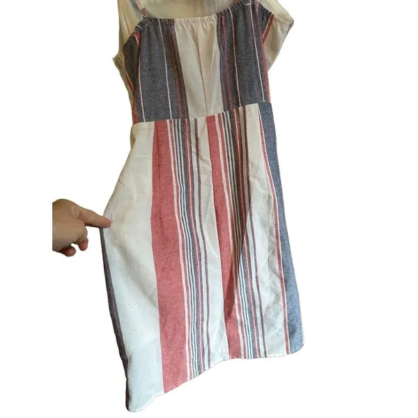 &Merci‎ red white blue striped faux wrap sleeveless dress L NEW - Image 7