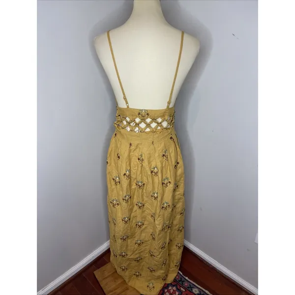 New Farm Rio Coconut Tree Tapestry Macrame Yoke‎ Maxi Dress XS - Image 4