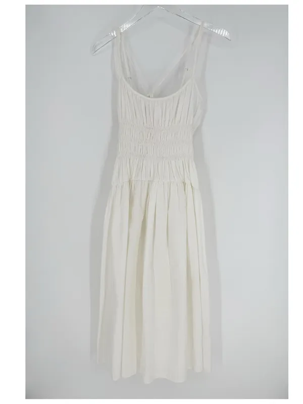 Ciao Lucia Volta Washed Cotton Poplin Midi Dress Women's M White Coastal Chic - Image 3