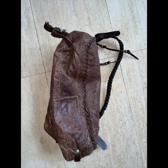 VIN BAKER Saddle Leather Brown Trim Cross-Body Shoulder Bag‎ Purse USA - Image 5