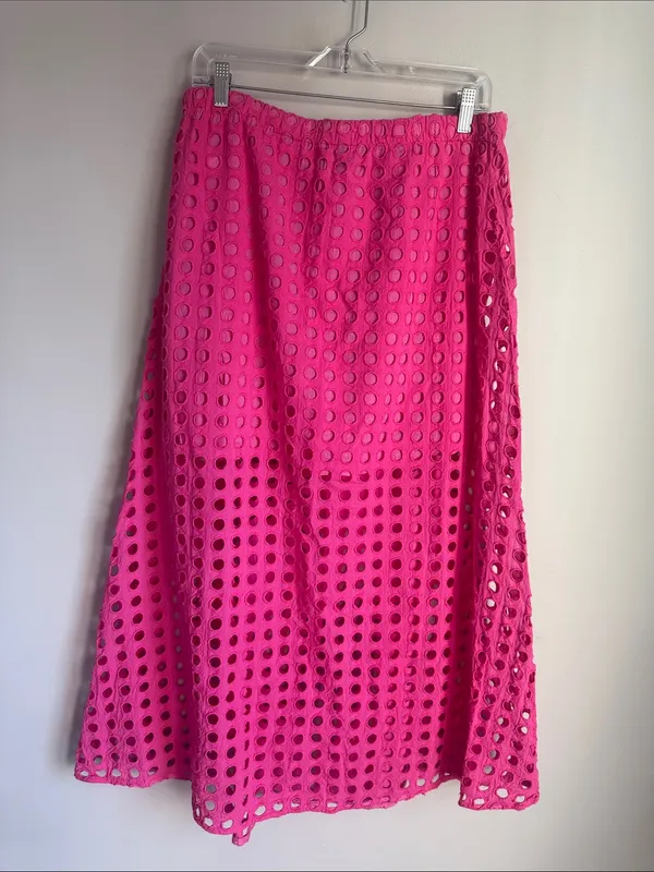 Tuckernuck Hot Pink Cotton Eyelet Eve Skirt Large - Image 5