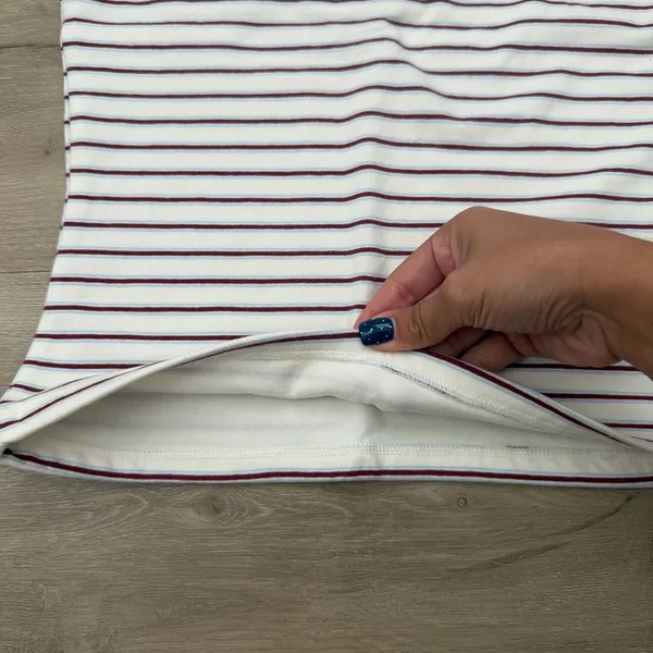 Abercrombie and Fitch Double-Lined Baby Tee in Cream and Maroon Stripe - Image 7