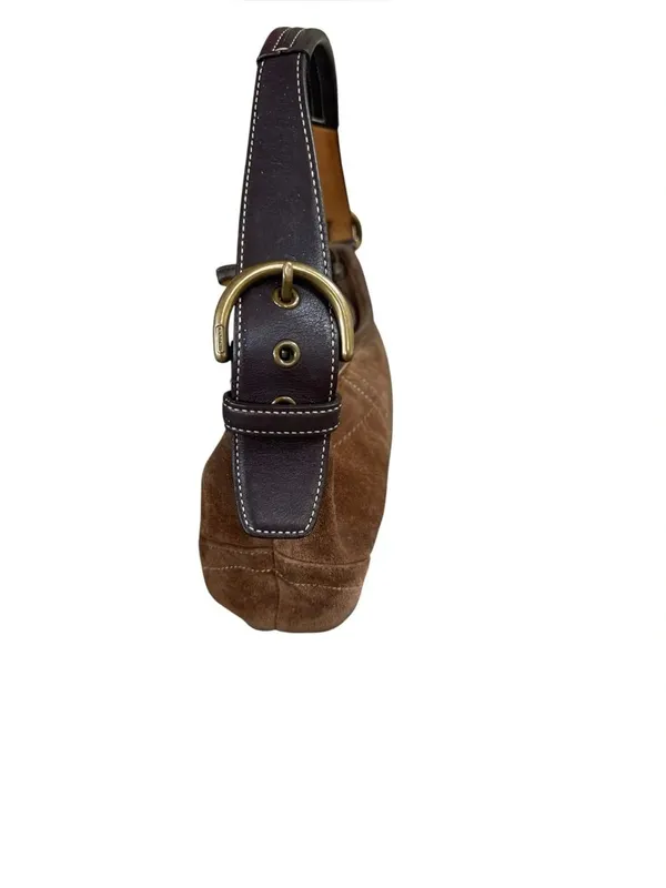 Coach D3S-9503 Suede Leather Shoulder Bag Handbag Brown Vintage - Image 4