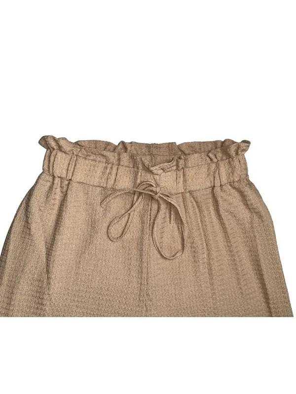 Women's Beige Paperbag Waist Wide Leg Lounge Pants Size Medium - Image 4