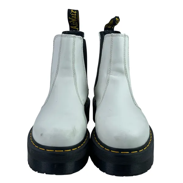Dr. Martens 2976 Quad White Leather Round Toe Platform Chelsea Ankle Boots Sz 9 - Image 2