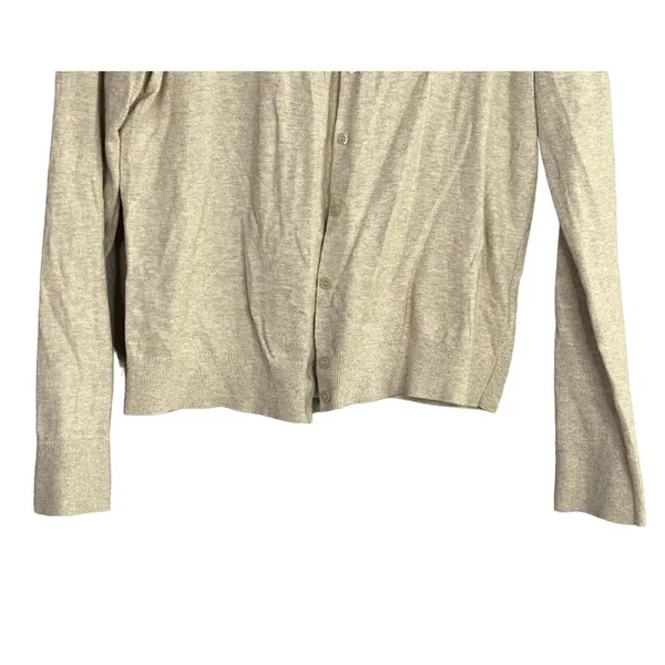 J.Crew Cotton Button Down Long Sleeve Crew Neck Sweater Cardigan S Cream #2304 - Image 3