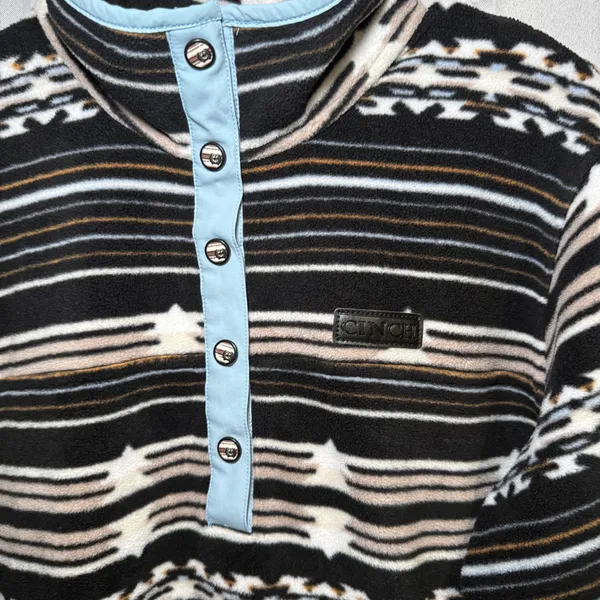 Cinch Polar Fleece Pullover Women L Black Aztec Southwest Snap Mock Neck‎ Hiking - Image 7