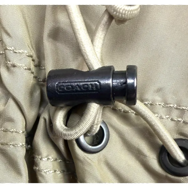 Coach Rain Coat Womens Large Beige Mid Length Zip‎ Jacket Drawstring Pockets - Image 7