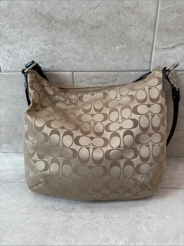 Coach Penelope Signature Sateen Convertible Hobo / Shoulder Bag Tan F19232 - Image 5