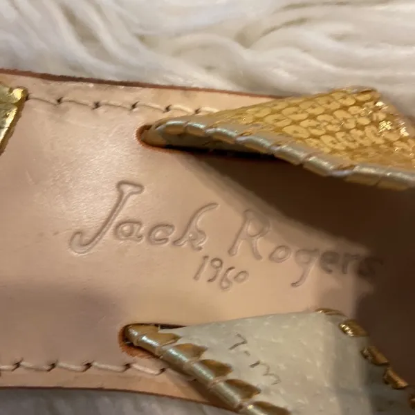 Jack Rogers Sandals size 7 M excellent condition color is gold - Image 3