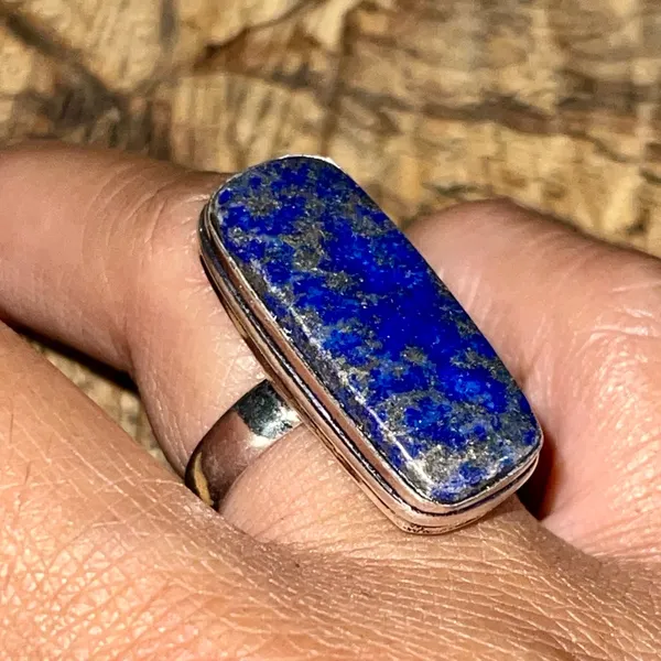 Lapis Lazuli Ring Size 8 1/2 Blue - Image 5