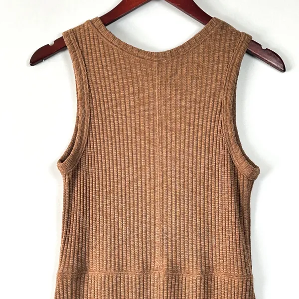 Everlane Dress Womens Medium Sleeveless Organic Cotton Ribbed Knit Stretch Brown - Image 11