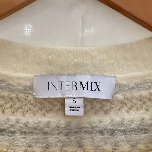 INTERMIX Ari Nordic Wool-Blend Sweater Small Cozy Christmas Fairisle Warm Winter - Image 7