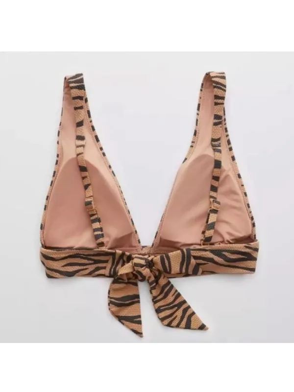 NWT Aerie Pique Triangle Zebra Stripes Bikini Top - Size: Small - Image 8