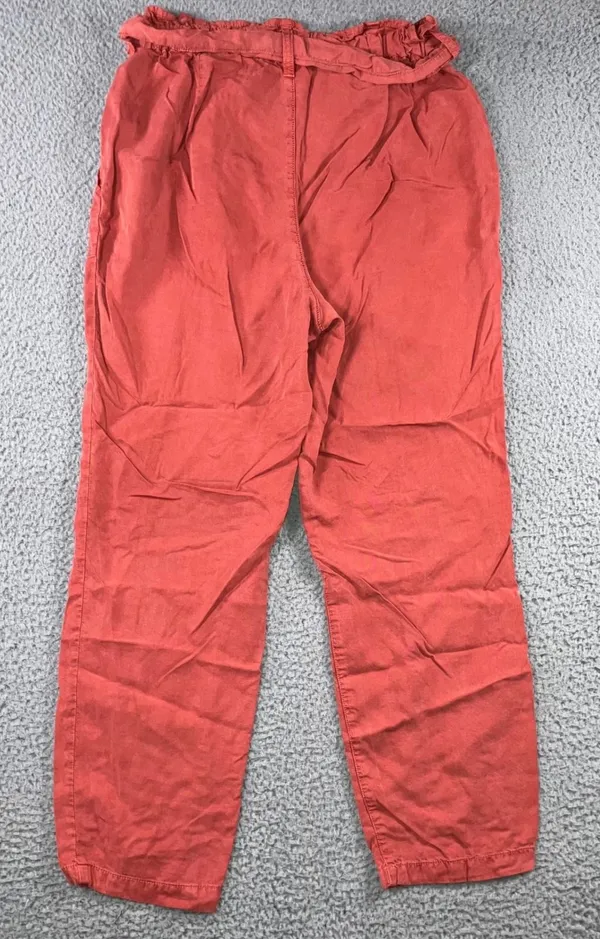 Social Standard Paperbag Waist Pants Women M Coral Red High Rise Boho Tencel‎ - Image 2