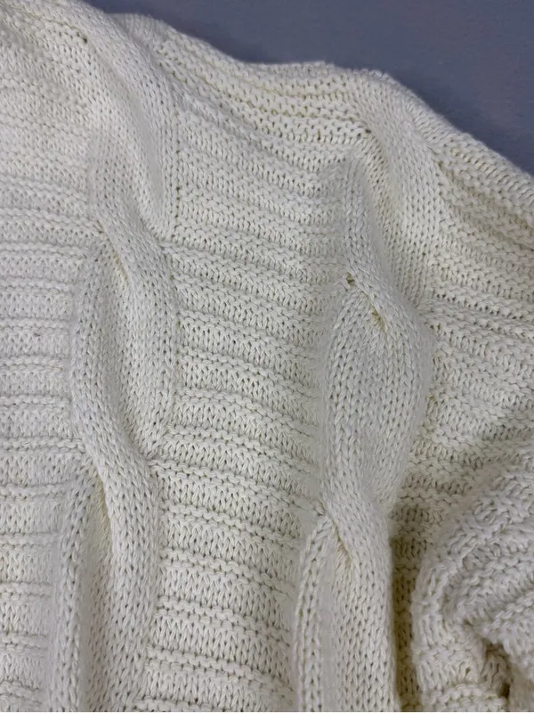Jack & Missy Aspen Cardigan Womens M Ivory Cable Knit Open Front Pockets NWT Size M - Image 3