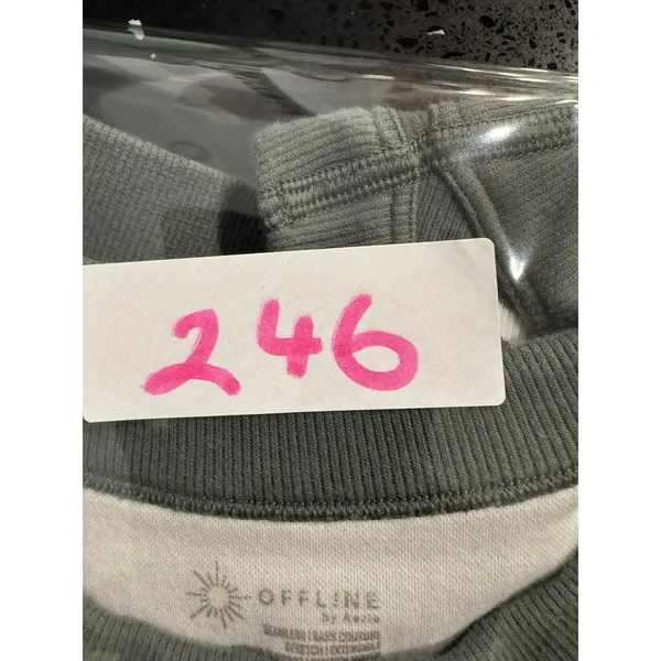OFFLINE by Aerie Womens XS Sage Green Striped Seamless Medium Support Crop Tank - Image 7