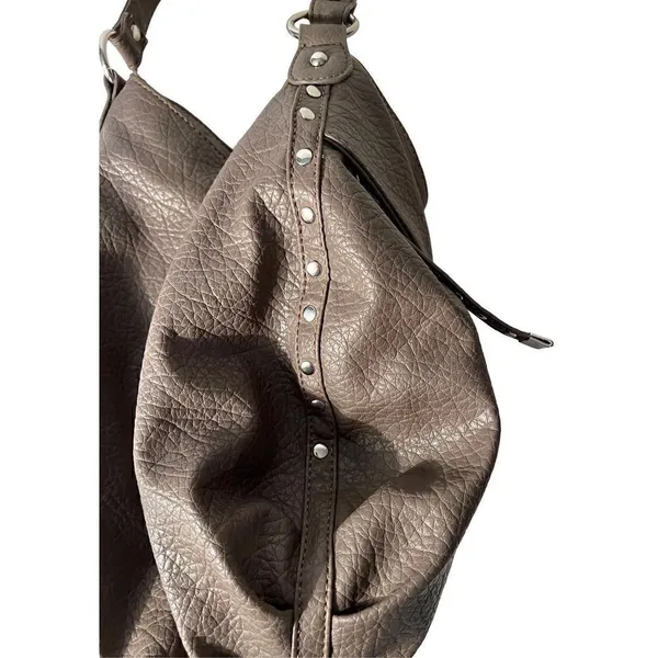 Nine West Large Gray Faux Pebble Leather Shoulder Bag - Image 6
